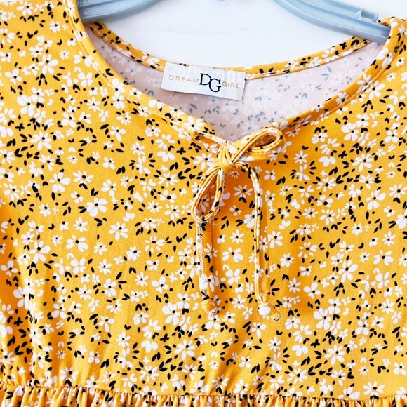 Dream Girl Yellow Flared Floral Dress 12 - Picture 4 of 7